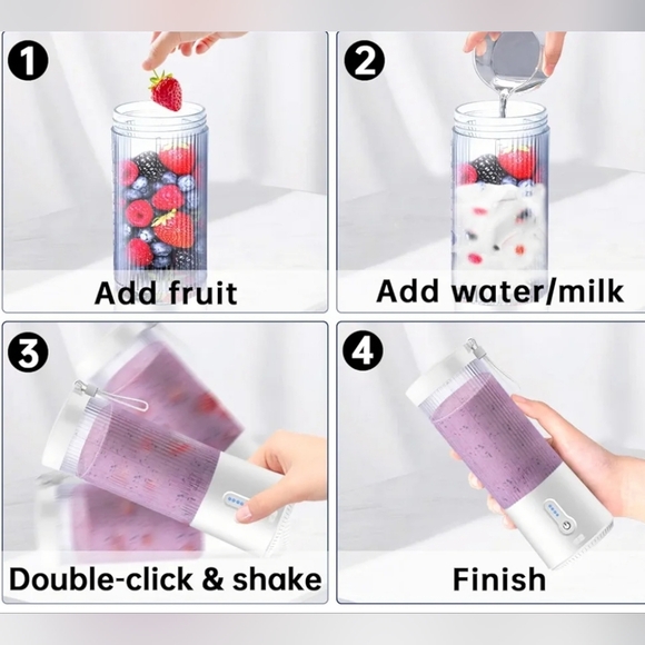 Portable Blender Personal Juicer USB Rechargeable 4000mAh Large Battery 6 Blades - Picture 5 of 6